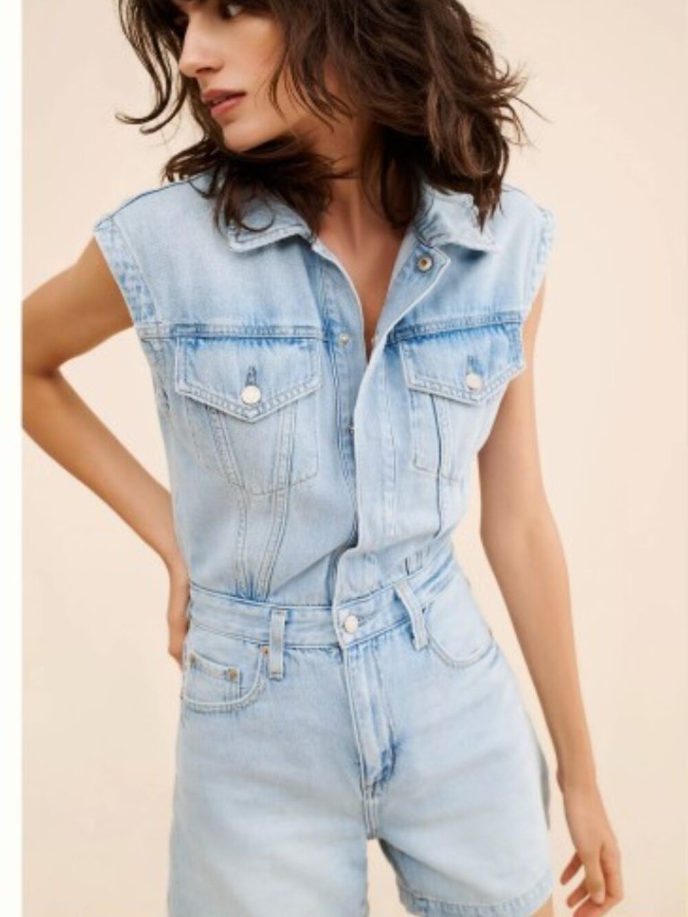 PISTOLA Anthropologie Lennox Denim Romper in Roma Sz Medium NEW NWT $198